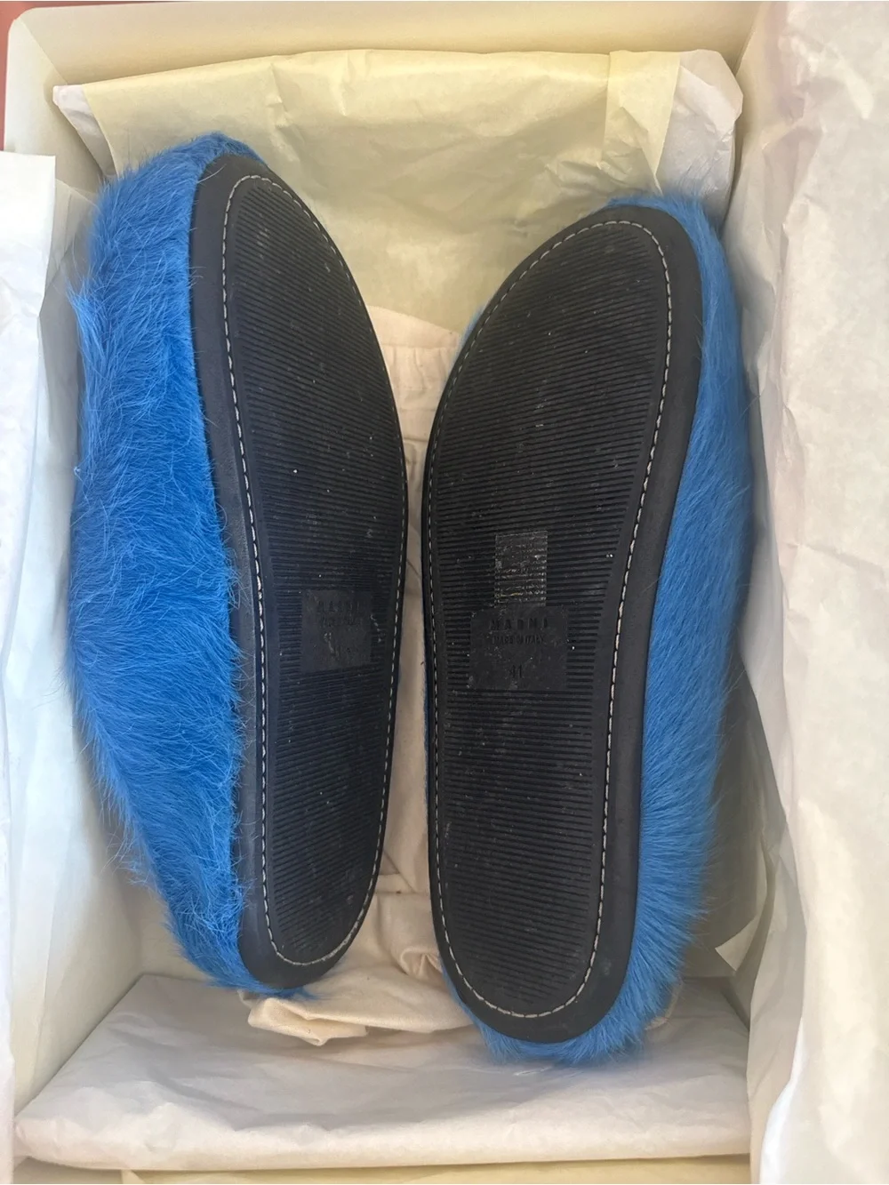 Marni Electric Blue Furry Slip-On Mules - Picture 3 of 3